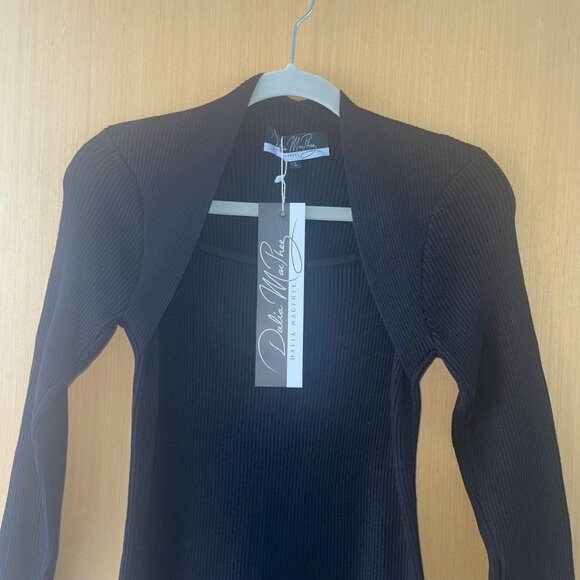 Dalia MacPhee Womens Skirt Dress Size Large Black Knit Accordian Floral New - Picture 4 of 9